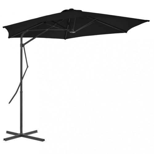Fekete kültéri napernyő acélrúddal 300 x 230 cm