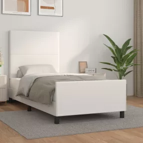 fehér műbőr ágykeret fejtámlával 80 x 200 cm