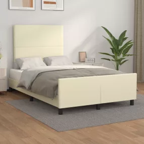   vidaXL krémszínű műbőr ágykeret fejtámlával 120 x 200 cm