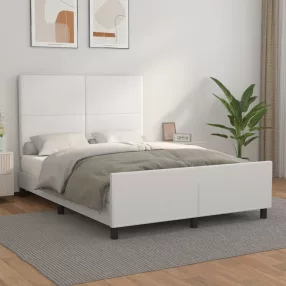 fehér műbőr ágykeret fejtámlával 140x200 cm