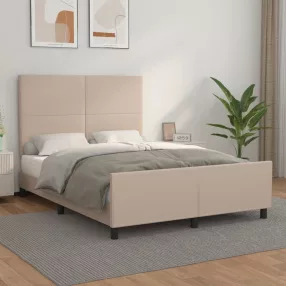   vidaXL cappuccino színű műbőr ágykeret fejtámlával 140x200 cm