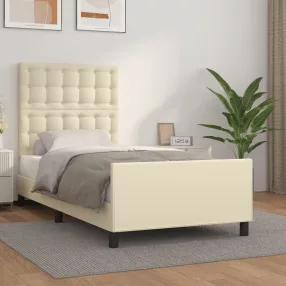   vidaXL krémszínű műbőr ágykeret fejtámlával 80 x 200 cm