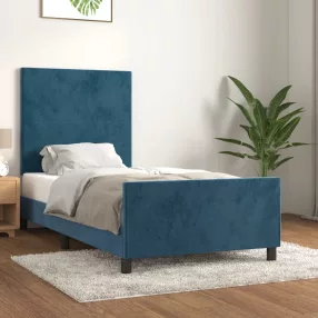 sötétkék bársony ágykeret matrac nélkül 90x190 cm