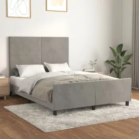   világosszürke bársony ágykeret matrac nélkül 140x200 cm
