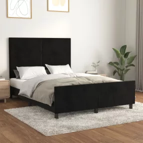 fekete bársony ágykeret matrac nélkül 140x200 cm