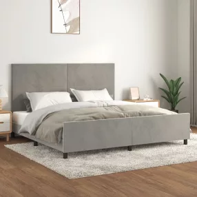   világosszürke bársony ágykeret matrac nélkül 200 x 200 cm