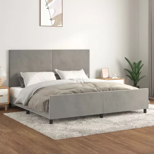 világosszürke bársony ágykeret matrac nélkül 200 x 200 cm