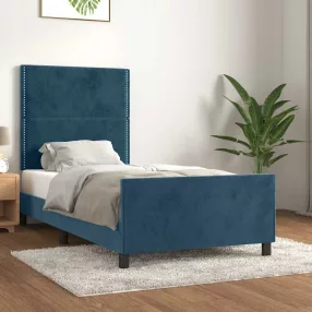  vidaXL sötétkék bársony ágykeret matrac nélkül 80 x 200 cm
