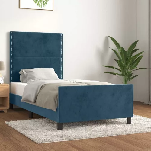 vidaXL sötétkék bársony ágykeret matrac nélkül 80 x 200 cm