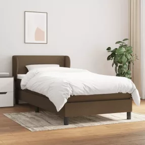   vidaXL sötétbarna szövet rugós ágy matraccal 90 x 190 cm