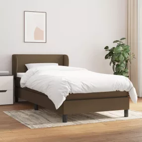   vidaXL sötétbarna szövet rugós ágy matraccal 90 x 200 cm