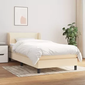   vidaXL krémszínű szövet rugós ágy matraccal 90 x 200 cm