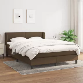   vidaXL sötétbarna szövet rugós ágy matraccal 140 x 190 cm