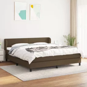   vidaXL sötétbarna szövet rugós ágy matraccal 180 x 200 cm