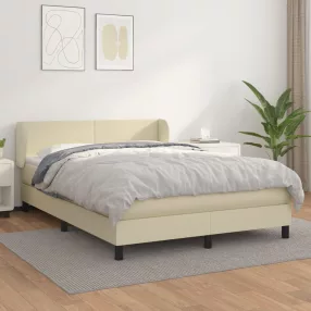   vidaXL krémszínű műbőr rugós ágy matraccal 140 x 200 cm