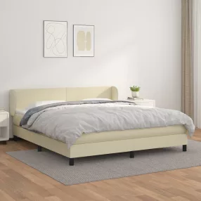   vidaXL krémszínű műbőr rugós ágy matraccal 180 x 200 cm