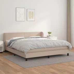   vidaXL cappuccino színű műbőr rugós ágy matraccal 180 x 200 cm