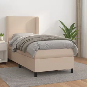   vidaXL cappuccino színű műbőr rugós ágy matraccal 90 x 200 cm