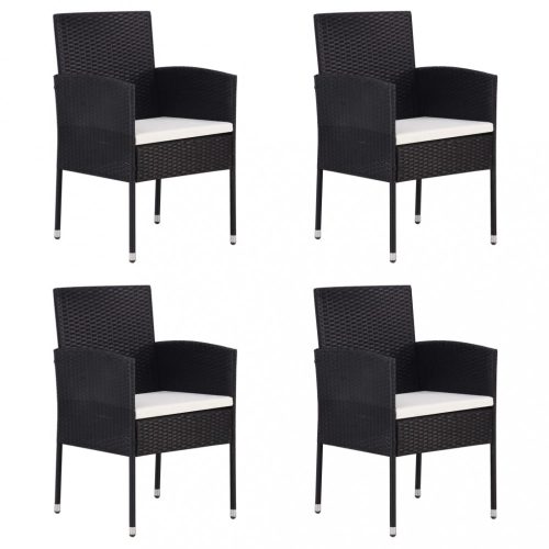 4 db fekete polyrattan kerti szék
