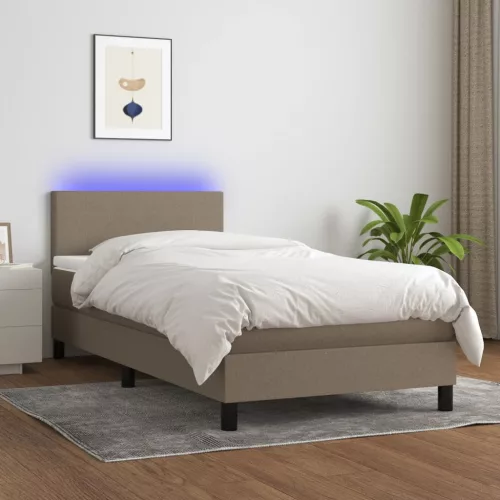 tópszínű szövet rugós és LED-es ágy matraccal 90x190 cm