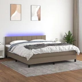  vidaXL tópszínű szövet rugós és LED-es ágy matraccal 160x200 cm