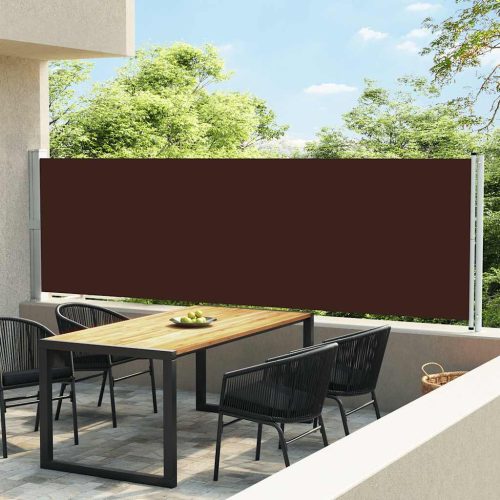 barna kihúzható oldalsó terasz-napellenző 140 x 600 cm