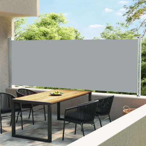 Szürke kihúzható oldalsó terasz-napellenző 600 x 160 cm