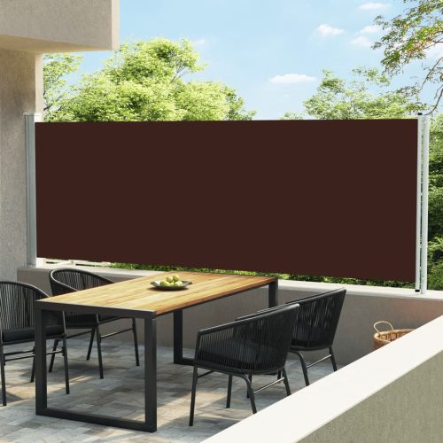 Barna kihúzható oldalsó terasz-napellenző 600 x 160 cm