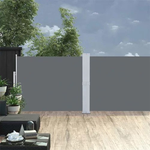 antracitszürke kihúzható oldalsó terasz-napellenző 140 x 1200 cm