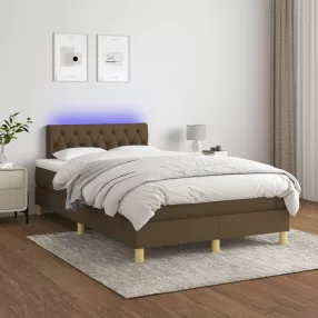   vidaXL barna szövet rugós és LED-es ágy matraccal 120 x 200 cm 