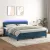 sötétkék bársony rugós és LED-es ágy matraccal 180x200 cm