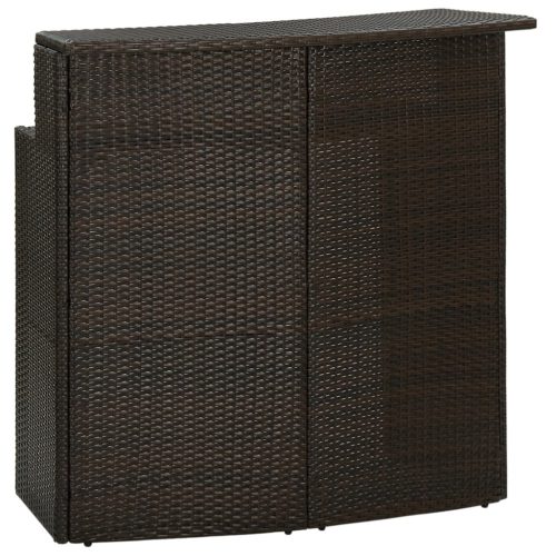 barna polyrattan kerti bárasztal 120 x 55 x 110 cm