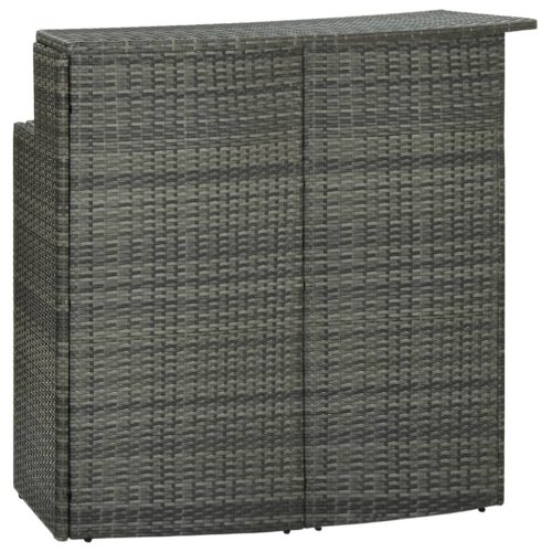 szürke polyrattan kerti bárasztal 120 x 55 x 110 cm