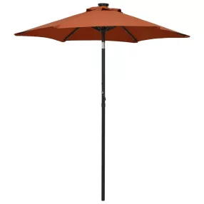   vidaXL terrakotta színű alumínium napernyő LED-világítással 200x211 cm