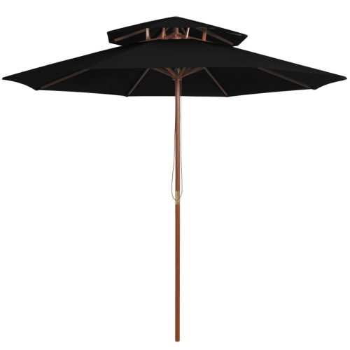 fekete kétszintes napernyő farúddal 270 cm