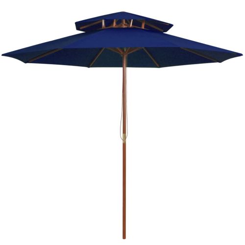 kék kétszintes napernyő farúddal 270 cm