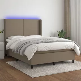   tópszínű szövet rugós és LED-es ágy matraccal 140x200 cm