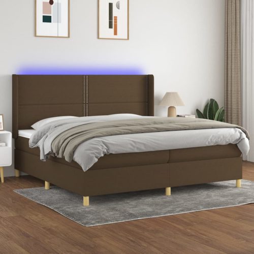 vidaXL barna szövet rugós és LED-es ágy matraccal 200x200 cm