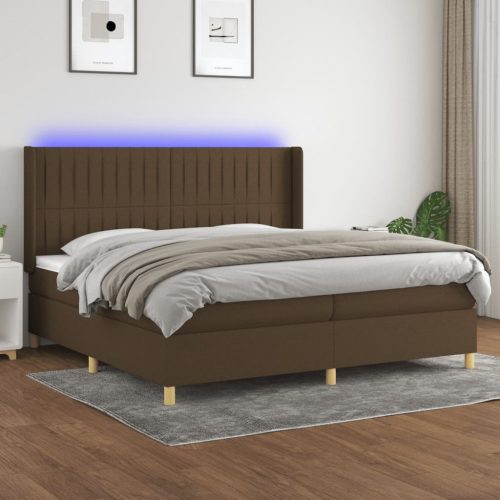 vidaXL barna szövet rugós és LED-es ágy matraccal 200x200 cm
