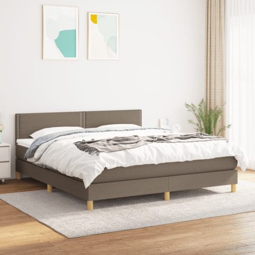 tópszínű szövet rugós ágy matraccal 180 x 200 cm