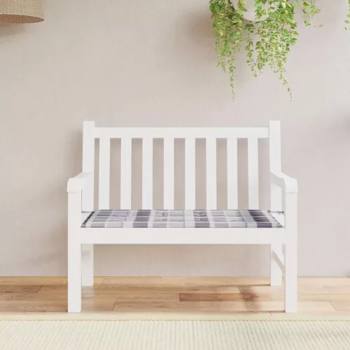 szürke kockás oxford szövet kerti padpárna 120x50x4 cm