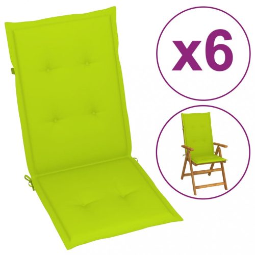 6 db élénkzöld párna kerti székhez 120 x 50 x 4 cm