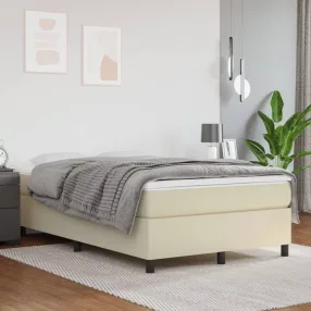   vidaXL krémszínű műbőr rugós ágy matraccal 120 x 200 cm