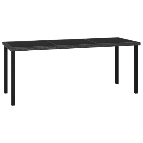 Fekete polyrattan kerti étkezőasztal 180 x 70 x 73 cm