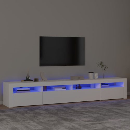 fehér TV-szekrény LED-lámpákkal 240x35x40 cm