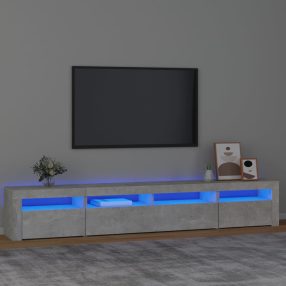 betonszürke TV-szekrény LED-lámpákkal 240x35x40 cm
