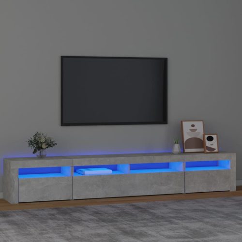  betonszürke TV-szekrény LED-lámpákkal 240x35x40 cm