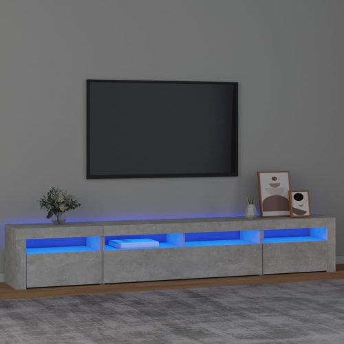 betonszürke TV-szekrény LED-lámpákkal 240x35x40 cm