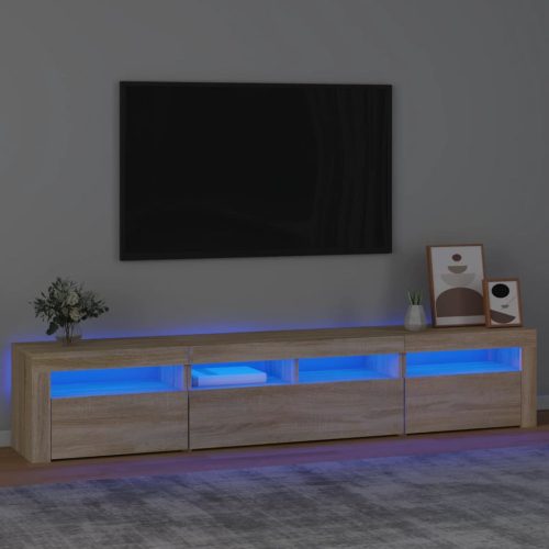 Sonoma-tölgy színű TV-szekrény LED-lámpákkal 210x35x40 cm