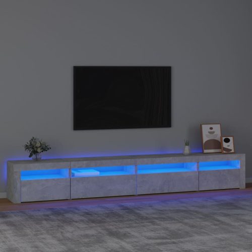  betonszürke TV-szekrény LED lámpákkal 270x35x40 cm